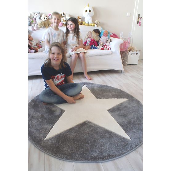 STARS Silver-Grey/White Children's Rug