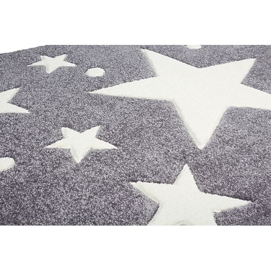 STARS Silver-Grey/White Children's Rug