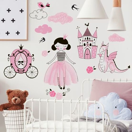 Sticker Wall sticker - Princess and dragon