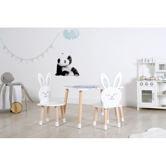 Children's table with chairs - Rabbit - white