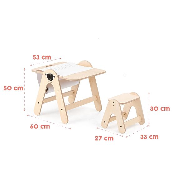 Massam Bear Table with Drawing Board