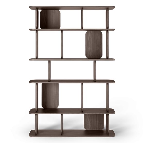 Tall, Rounded Tulumo Shelf, Walnut Villa