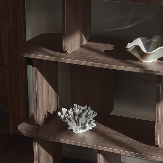 Tall, Rounded Tulumo Shelf, Walnut Villa