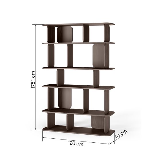 Tall, Rounded Tulumo Shelf, Walnut Villa