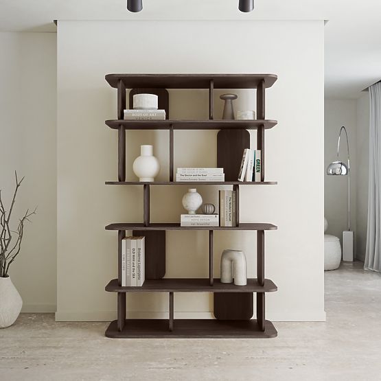 Tall, Rounded Tulumo Shelf, Walnut Villa
