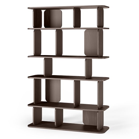 Tall, Rounded Tulumo Shelf, Walnut Villa