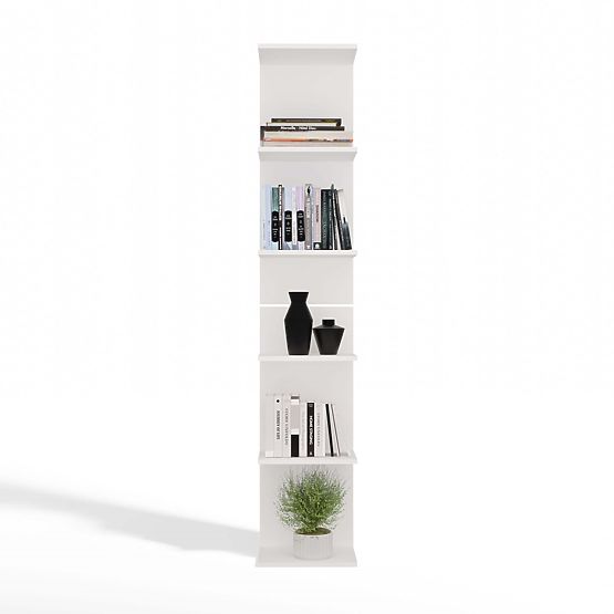 TALL WHITE SHELF 6P 180 cm 6 Shelves for Books and Documents for Office and Living Room