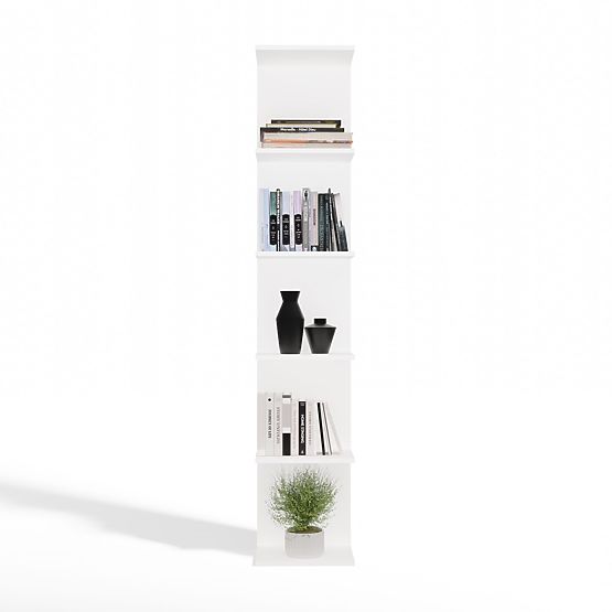TALL WHITE SHELF 6P 180 cm 6 Shelves for Books and Documents for Office and Living Room