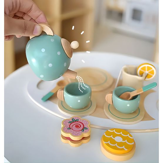 Tea and Coffee Set with Sweets Cups Teapot Tray ECOTOYS