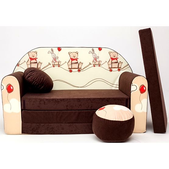 Children's sofa Medvídek 2 - brown-beige