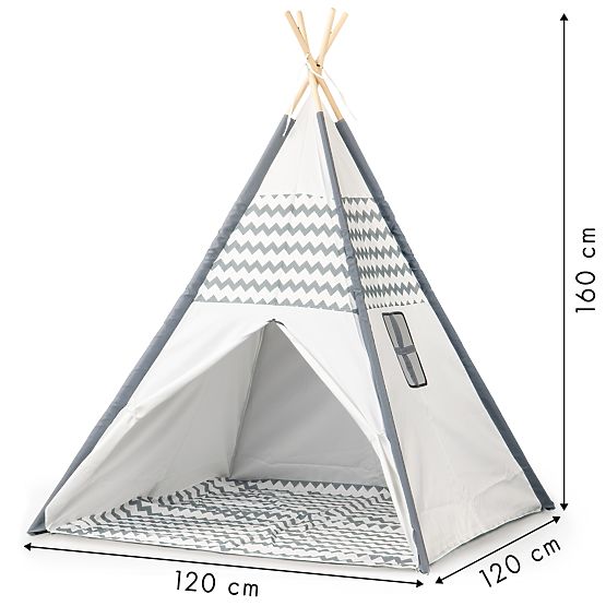 Teepee children's tent - gray-white