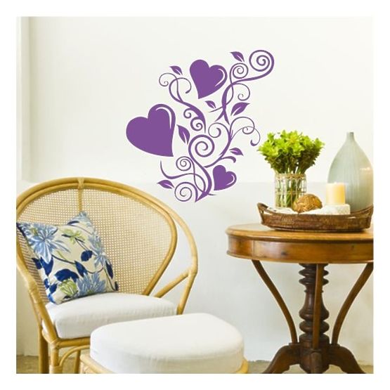 Textile decoration to wall - heart in blossom