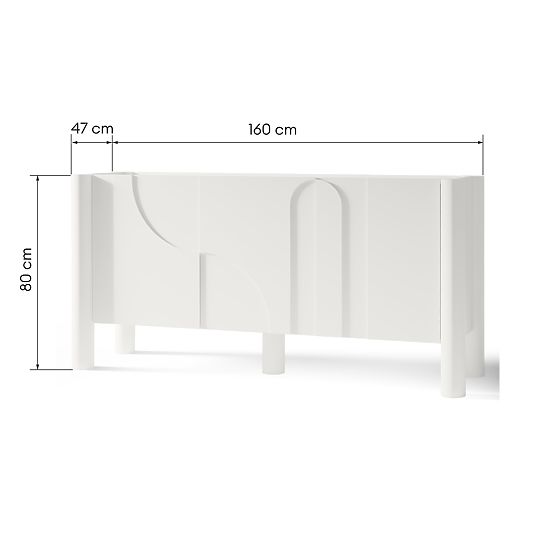 Three-Door Sideboard Lunaria with Carved Front, White