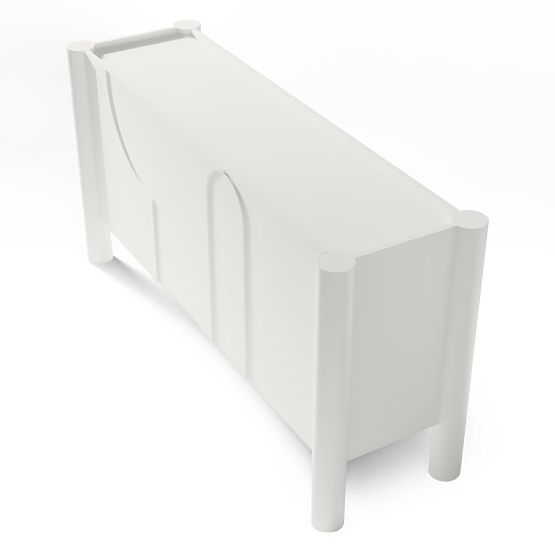 Three-Door Sideboard Lunaria with Carved Front, White