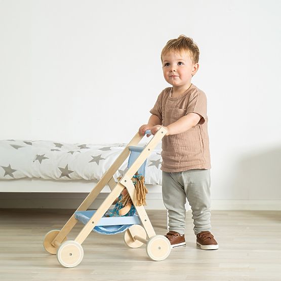 Tidlo Wooden Blue Doll Stroller