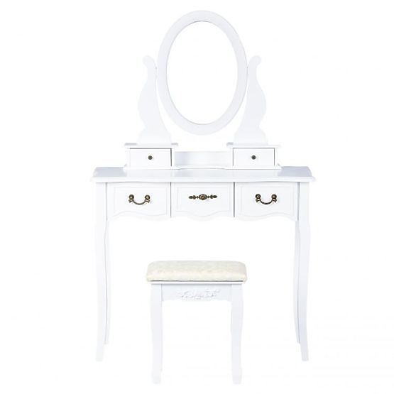 Alva beauty table with mirror and stool