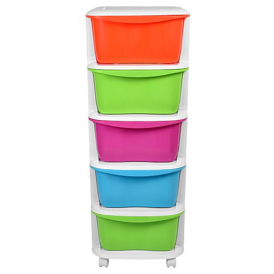 Toy Container with 5 Drawers on Wheels