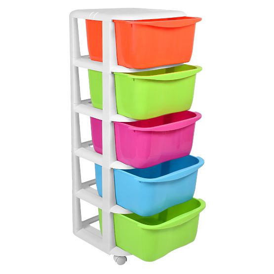 Toy Container with 5 Drawers on Wheels