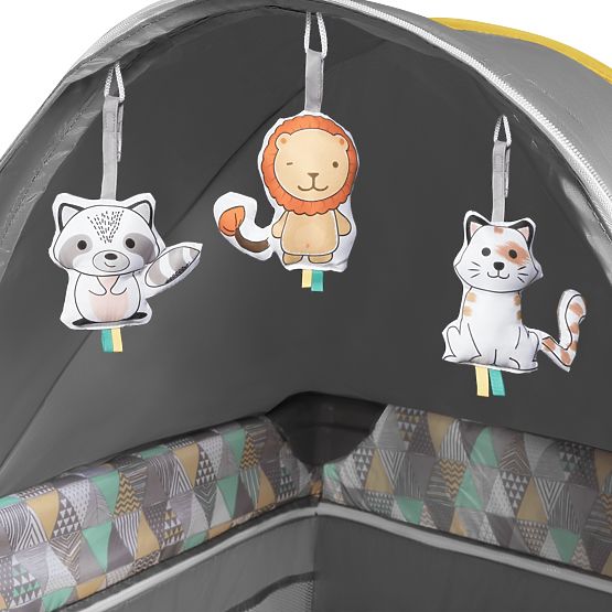 Travel cot Sven Plus - grey-yellow