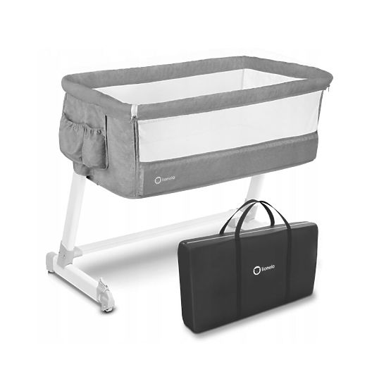 Travel cot for parents' bed Theo - light grey