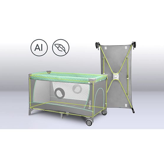 Travel cot with changing table - green