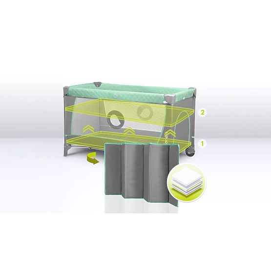 Travel cot with changing table - green