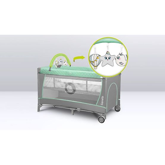 Travel cot with changing table - green