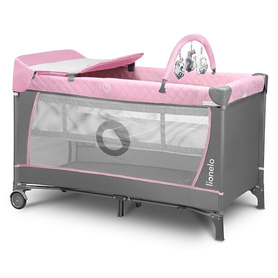 Travel cot with changing table - pink