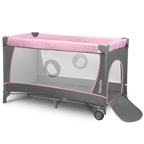 Travel cot with changing table - pink
