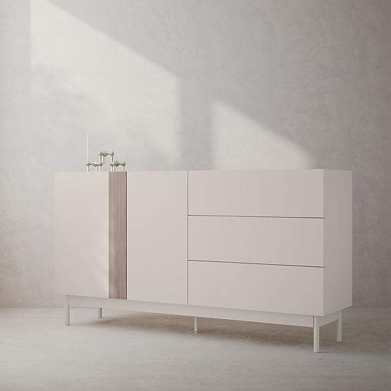 Two-Door Sideboard with Drawers Berula, Cashmere, Walnut Villa