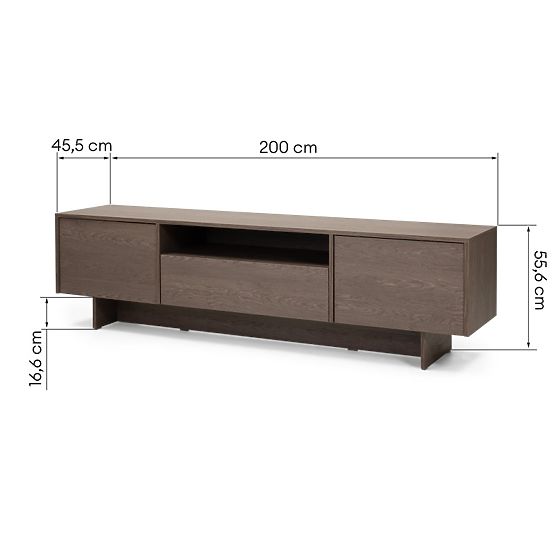 Two-Door TV Cabinet with Drawer Kanso, Baltic Storm Oak