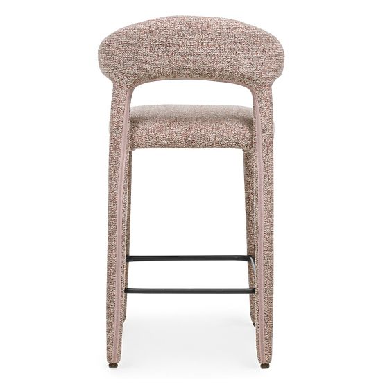 Upholstered Bar Stool Hiroki, Beige-Burgundy Mix