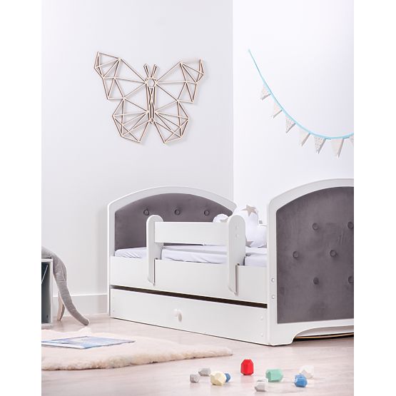 Upholstered Bed Luna with Guardrail - Dark Gray