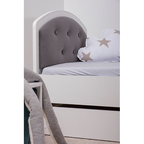 Upholstered Bed Luna with Guardrail - Dark Gray