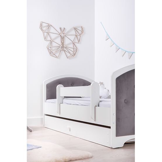 Upholstered Bed Luna with Guardrail - Dark Gray