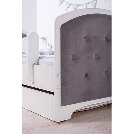 Upholstered Bed Luna with Guardrail - Dark Gray