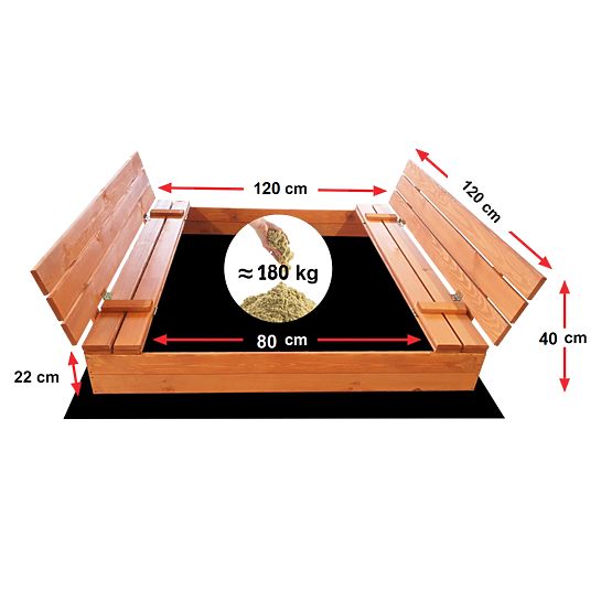 Lockable Sandbox with Benches 120 x 120 - Impregnated