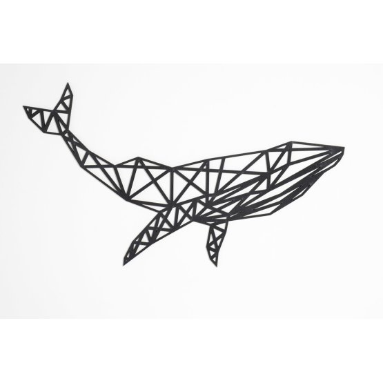 Wooden geometric painting - Whale - different colors Color: black