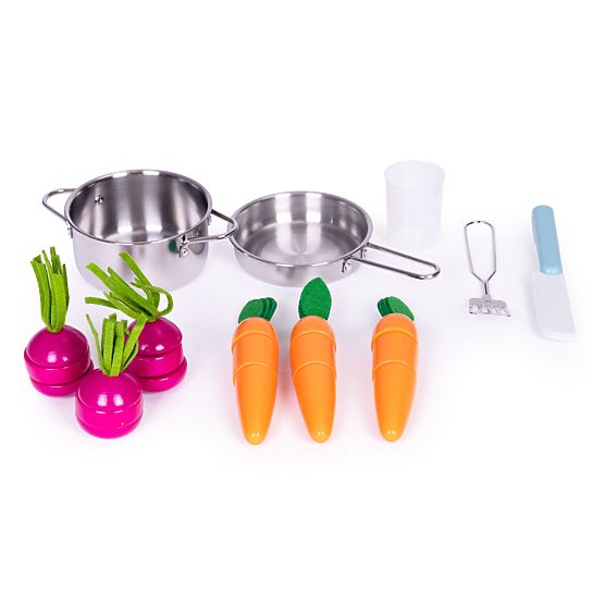 Large Wooden Children's Kitchen with Vegetable Stand and Accessories ECOTOYS