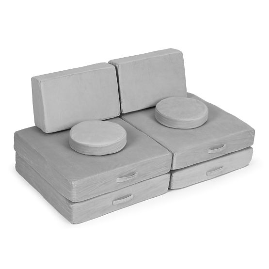 Large Modular Folding Sofa for Kids DIY 8 Soft Cushions - Gray ECOTOYS