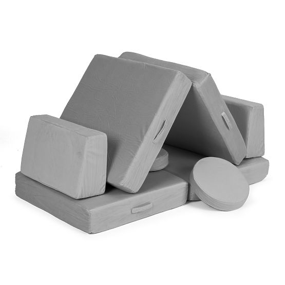 Large Modular Folding Sofa for Kids DIY 8 Soft Cushions - Gray ECOTOYS