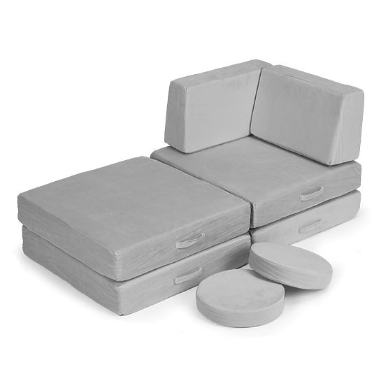 Large Modular Folding Sofa for Kids DIY 8 Soft Cushions - Gray ECOTOYS