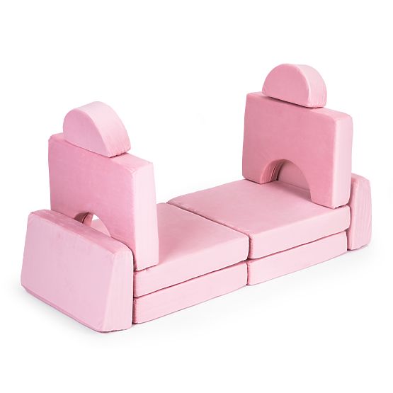 Large Modular Folding Sofa for Children for 2 Persons DIY 10 Soft Cushions - Pink ECOTOYS