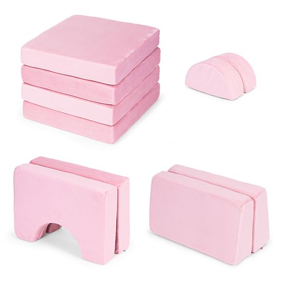 Large Modular Folding Sofa for Children for 2 Persons DIY 10 Soft Cushions - Pink ECOTOYS