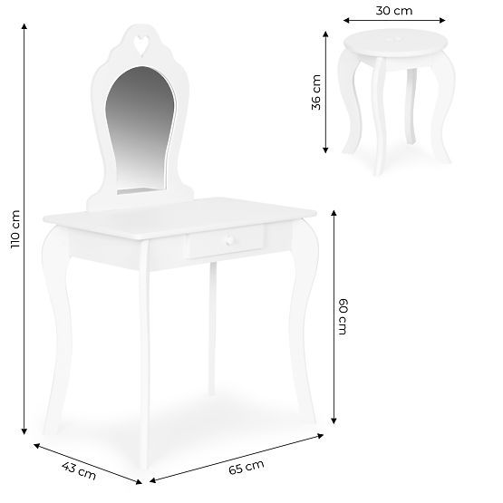Large Children's Vanity Table with Mirror for Girls ECOTOYS