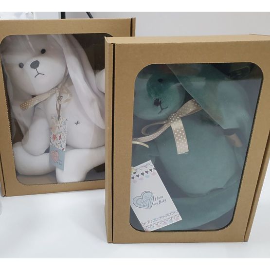 Velor toy Rabbit 35 cm - green