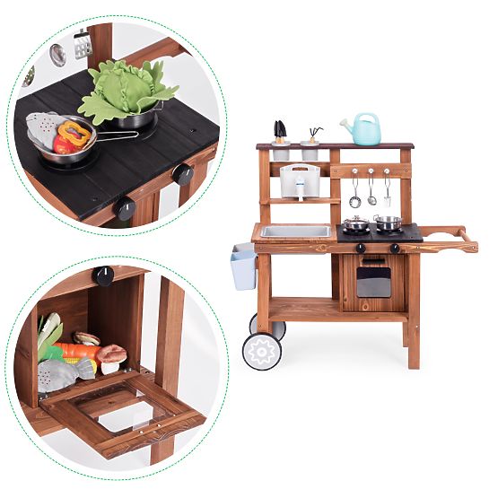 Outdoor Mud Kitchen for Kids with Accessories Fir Wood ECOTOYS