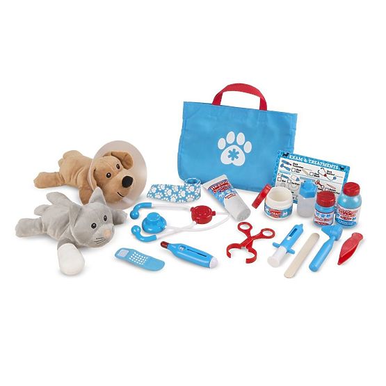 Veterinary set with stuffed animals