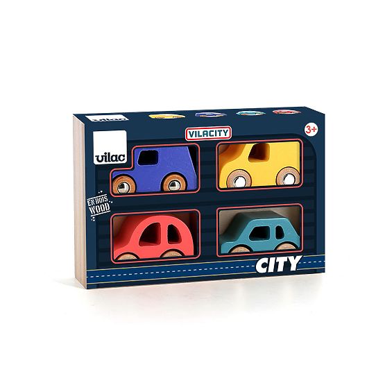 Vilac Set of 4 Wooden Cars City Vilacity