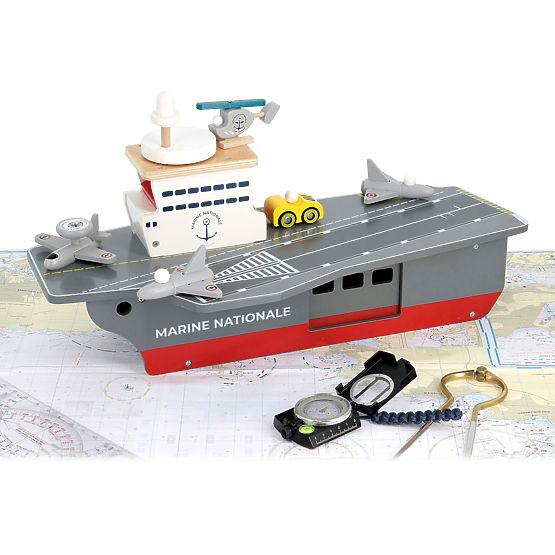 Vilac Wooden Aircraft Carrier with Accessories